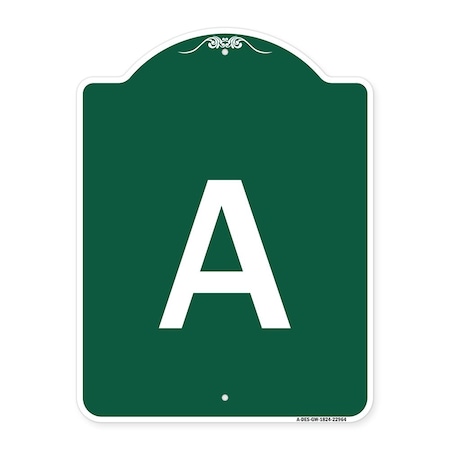 Signmission Designer Series Sign-Sign W/ Letter A, Green & White Aluminum Sign, 18" x 24", GW-1824-22964 A-DES-GW-1824-22964